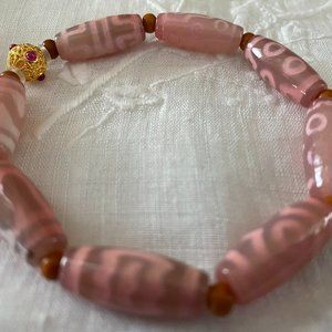 Tibetan Dzi Beads bracelet (18K gold)